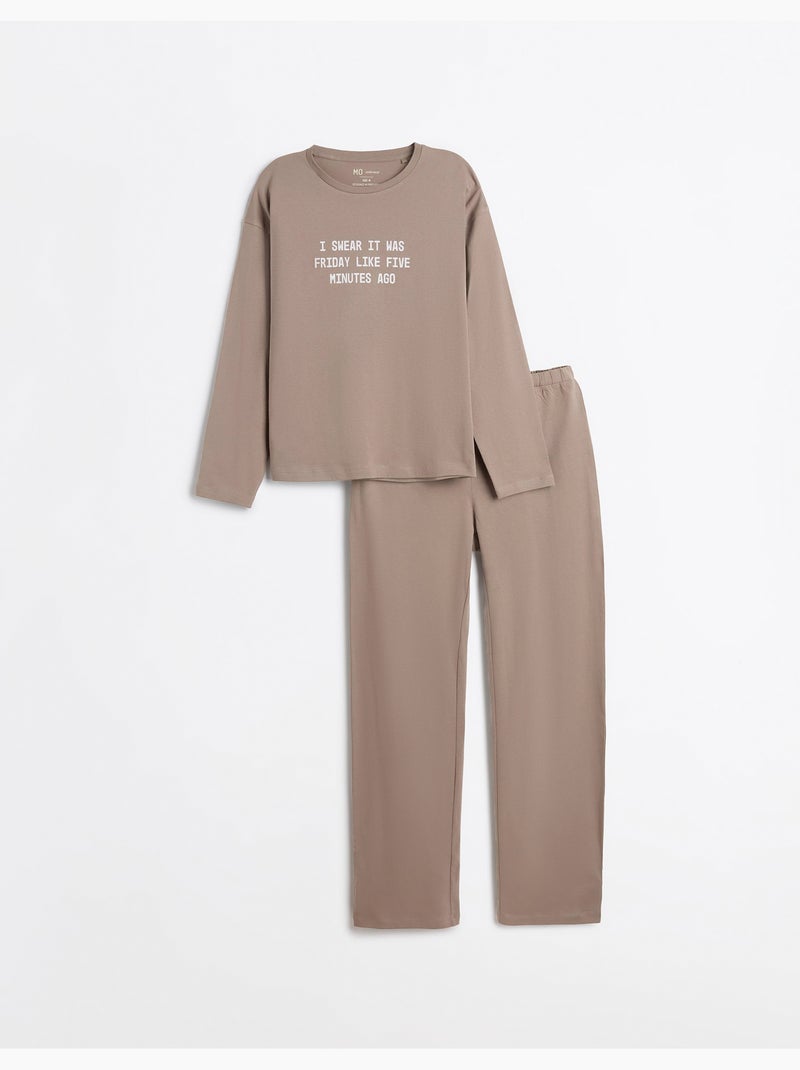 Gedrukte jersey pyjama's, mo fashion Grijs - Kiabi