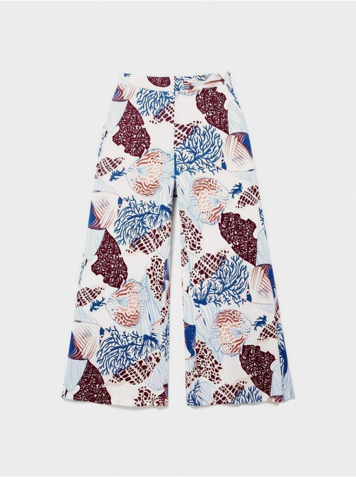 Gedrukte vloeiende lange broek geïnspireerd op zeebodem - Kiabi
