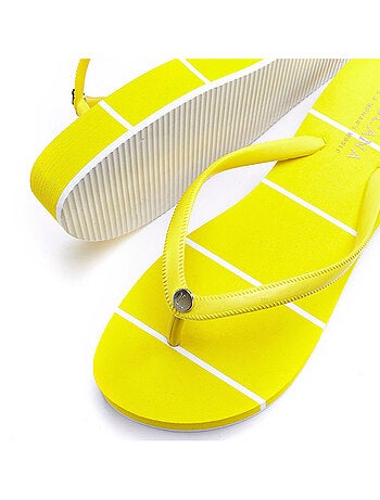 Geel gestreepte strand slippers
