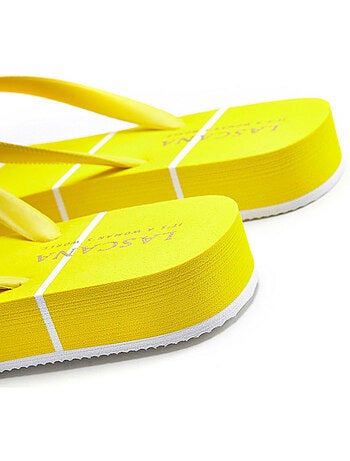 Geel gestreepte strand slippers