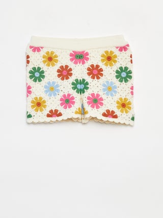 Gehaakte short met golvend boordje