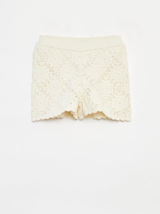 Gehaakte short met golvend boordje