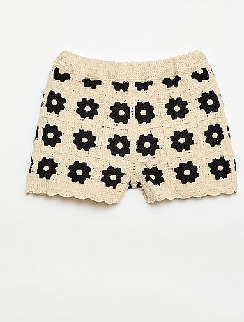 Gehaakte short met motief