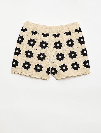 Gehaakte short met motief