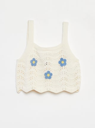 Gehaakte singlet met motiefjes