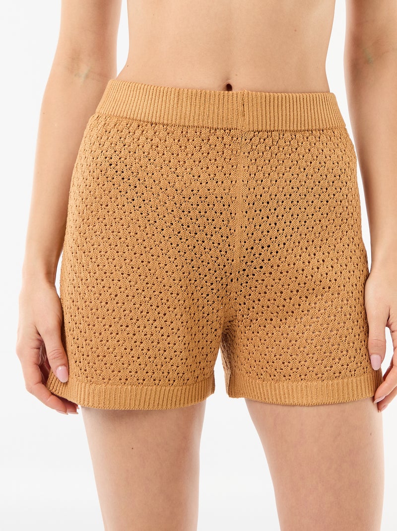 Gehaakte strandshort Bruin - Kiabi