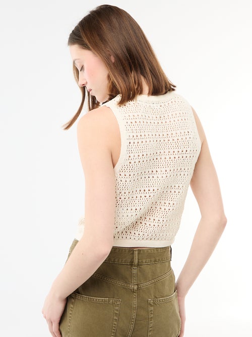 Gehaakte top met ajour en wijde armsgaten - Kiabi