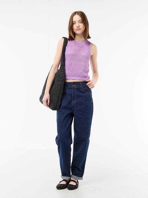 Gehaakte top met ajour en wijde armsgaten - Kiabi