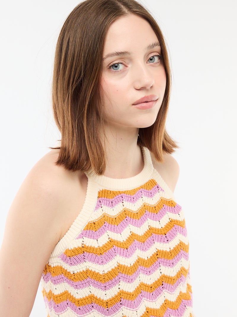 Gehaakte top met Amerikaanse armsgaten Biege - Kiabi