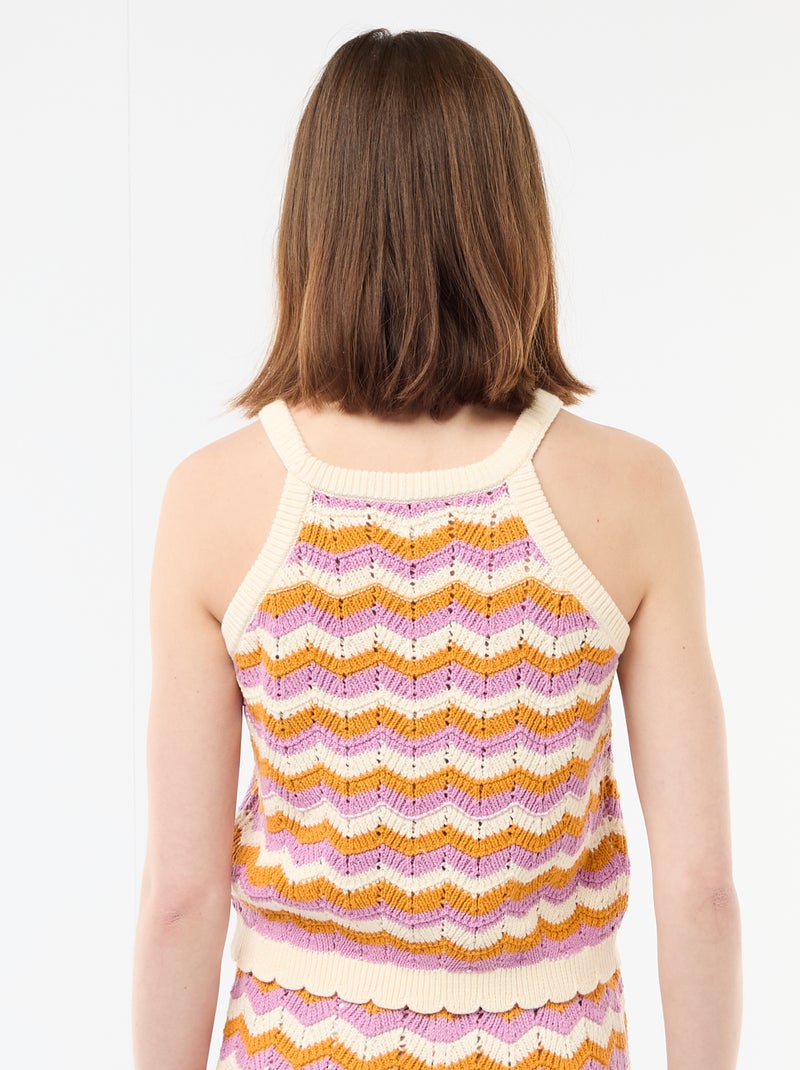 Gehaakte top met Amerikaanse armsgaten Biege - Kiabi