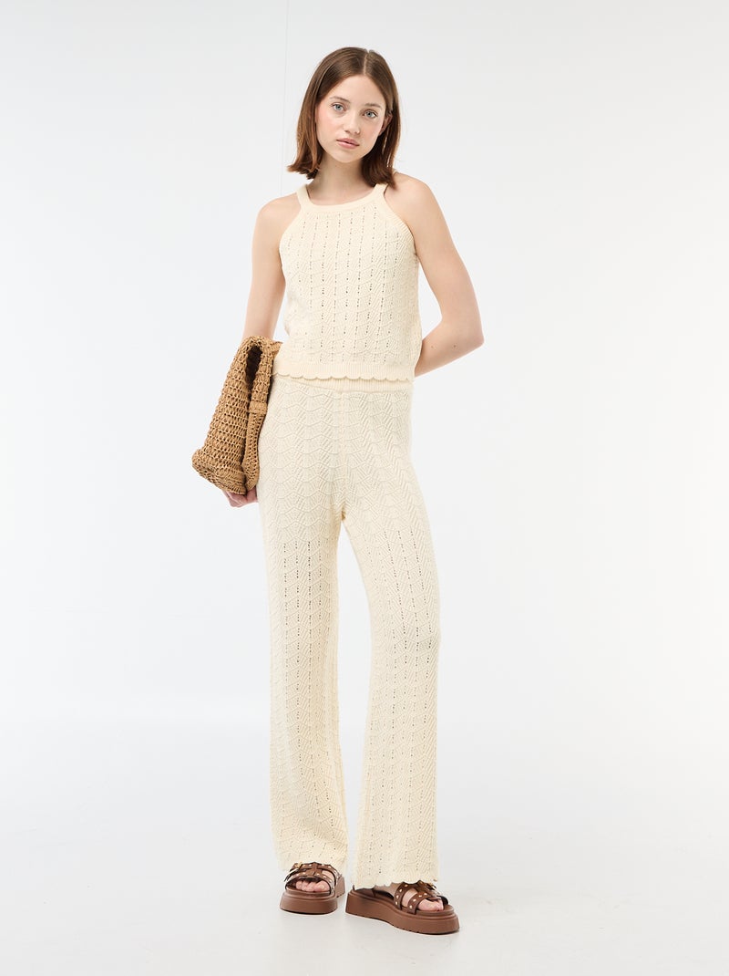 Gehaakte top met Amerikaanse armsgaten Biege - Kiabi