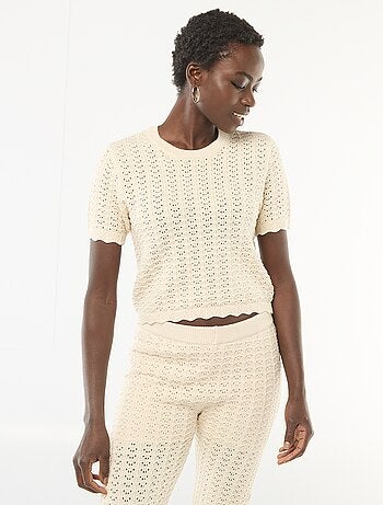 Gehaakte trui met korte mouwen