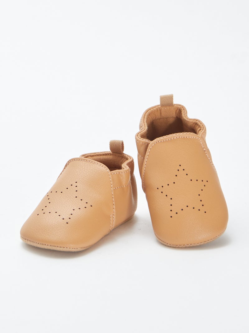 Geïriseerde pantoffels met ster BRUIN - Kiabi