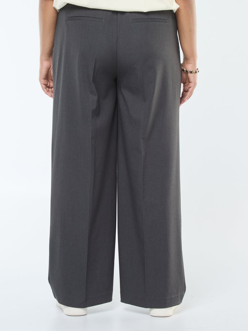 Geklede broek met hoge taille en wijde pijpen Grijs - Kiabi