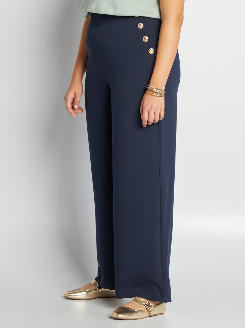 Geklede broek met wijde pijpen BLAUW - Kiabi