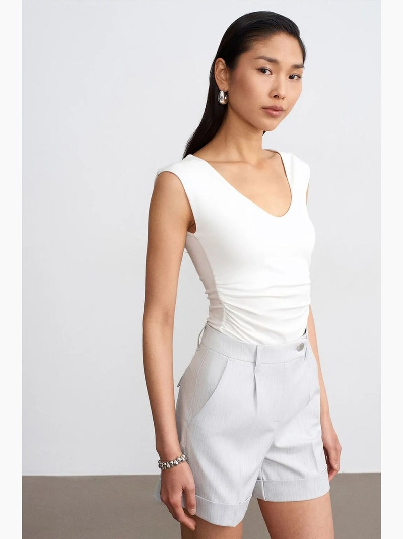 Geklede short met hoge taille dilvin Gebroken wit - Kiabi