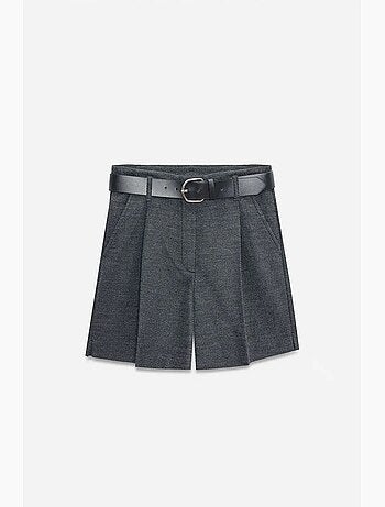 Geklede short met hoge taille en riem dilvin