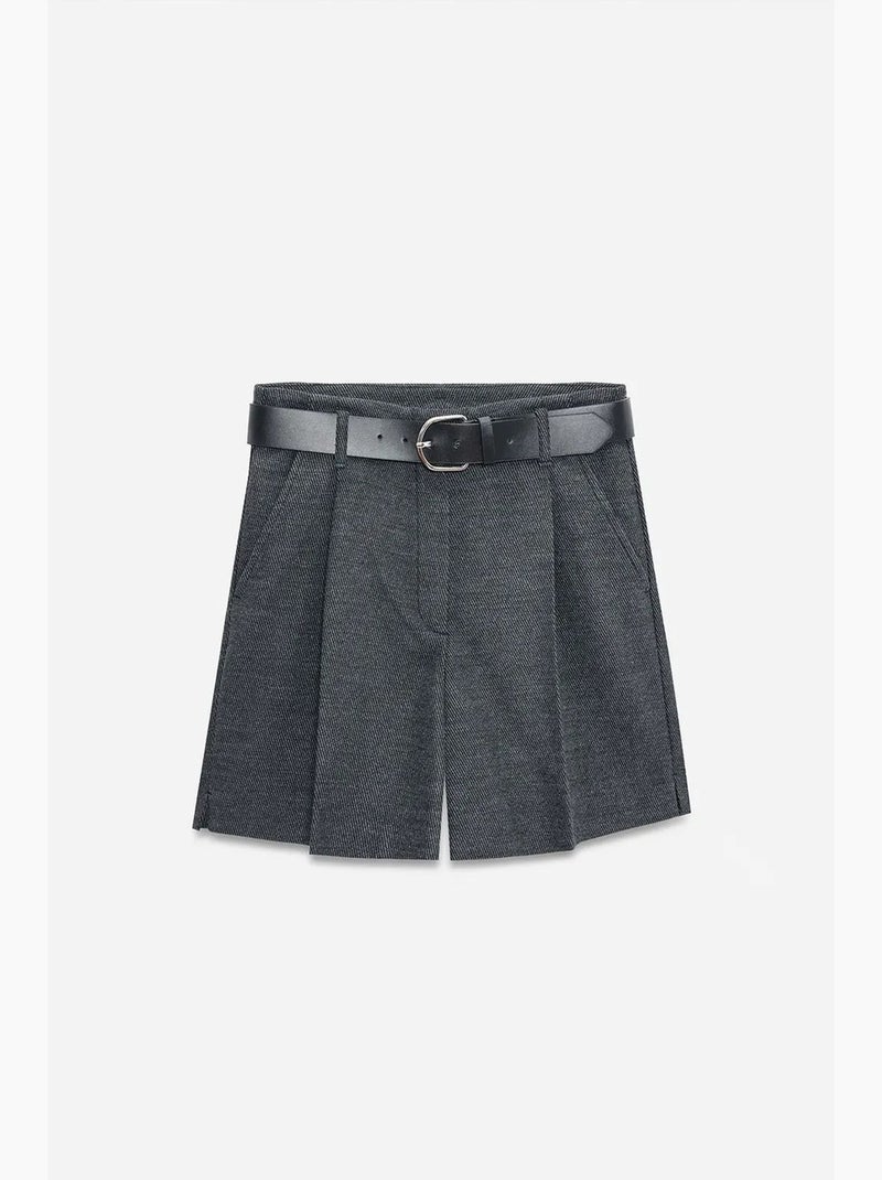 Geklede short met hoge taille en riem dilvin Donkergrijs - Kiabi