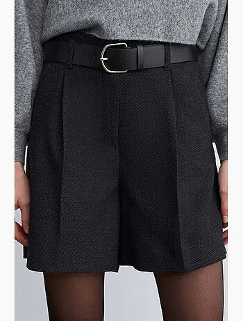 Geklede short met hoge taille en riem dilvin