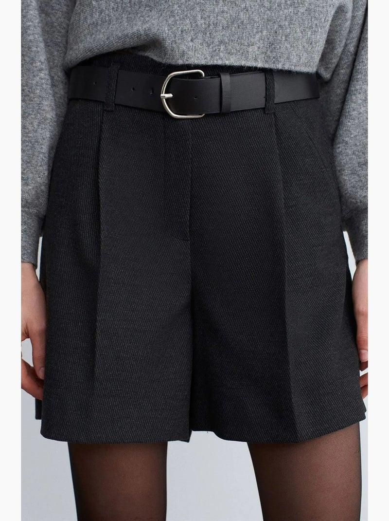 Geklede short met hoge taille en riem dilvin Zwart - Kiabi