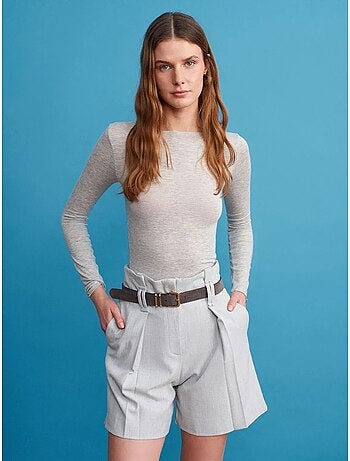 Geklede Short Met Hoge Taille En Riem