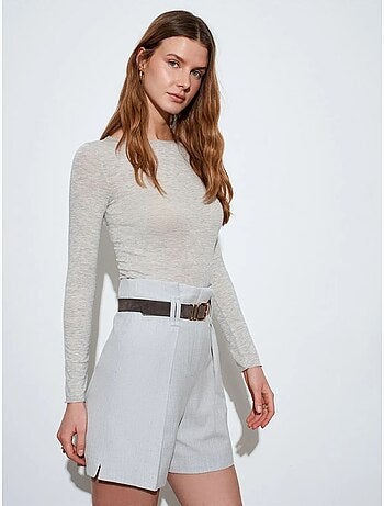 Geklede Short Met Hoge Taille En Riem