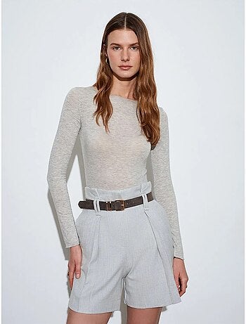 Geklede Short Met Hoge Taille En Riem