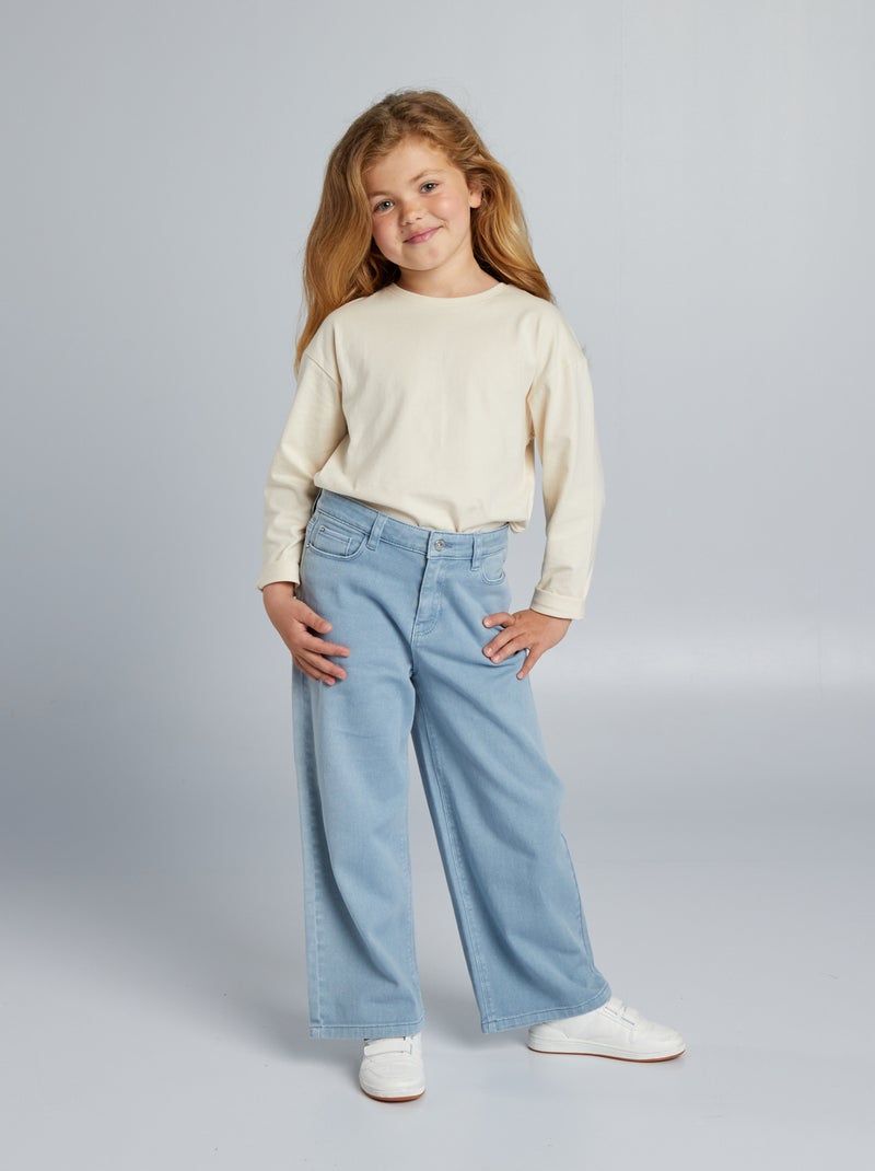 Gekleurde jeans met wijde pijpen - Comfortabel model BLAUW - Kiabi