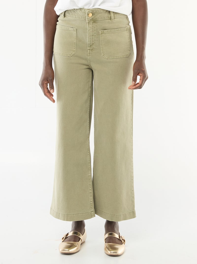 Gekleurde wide leg broek Kaki - Kiabi