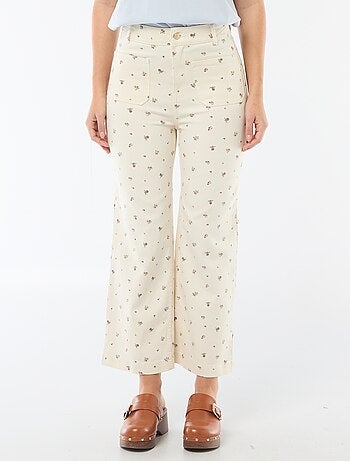 Gekleurde wide leg broek