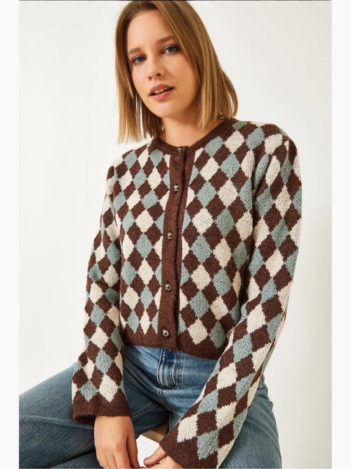 Geknoopt argyle-patroon gebreid vest lucci - Kiabi