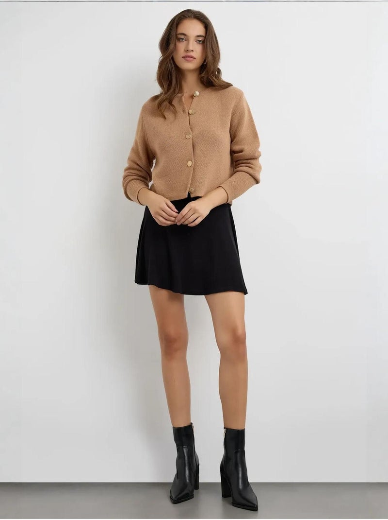 Geknoopt gebreid vest hiccup Camel - Kiabi