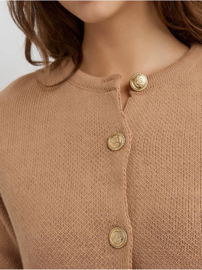 Geknoopt gebreid vest hiccup Camel - Kiabi