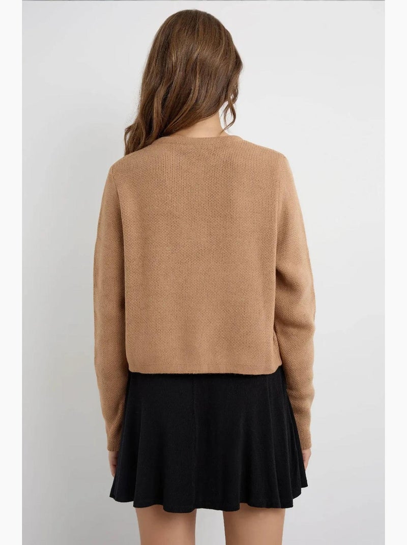 Geknoopt gebreid vest hiccup Camel - Kiabi