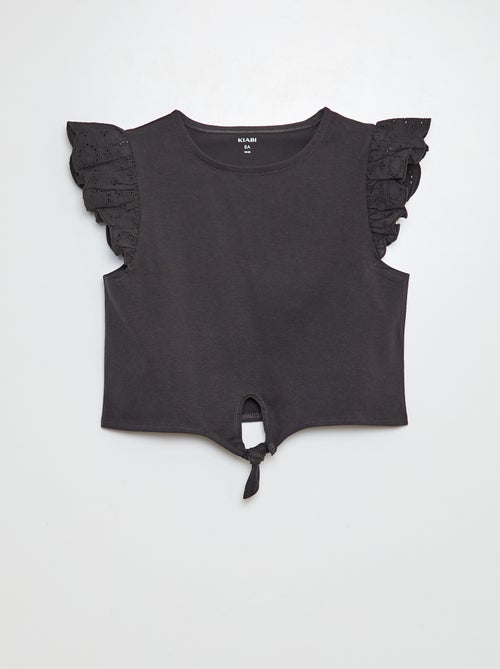 Geknoopt T-shirt met korte mouwen met ruches - Kiabi