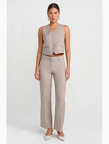 Gekorte gilet met ceintuur en v-hals dilvin