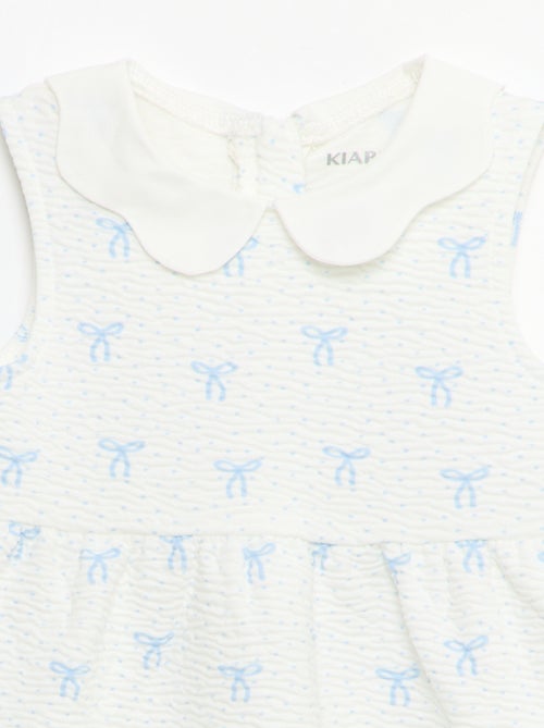 Gekreukelde tricot jurk met popelinekraag - Kiabi