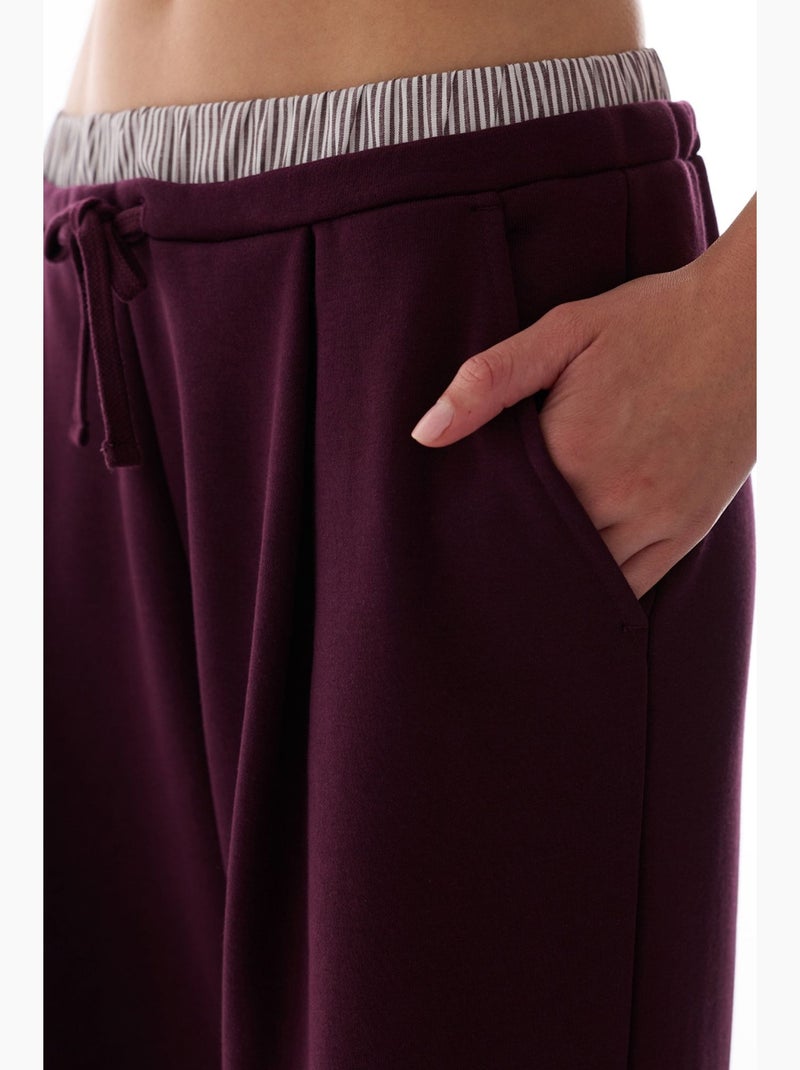 Gelaagde broek met wijde pijpen penti Bordeauxrood - Kiabi