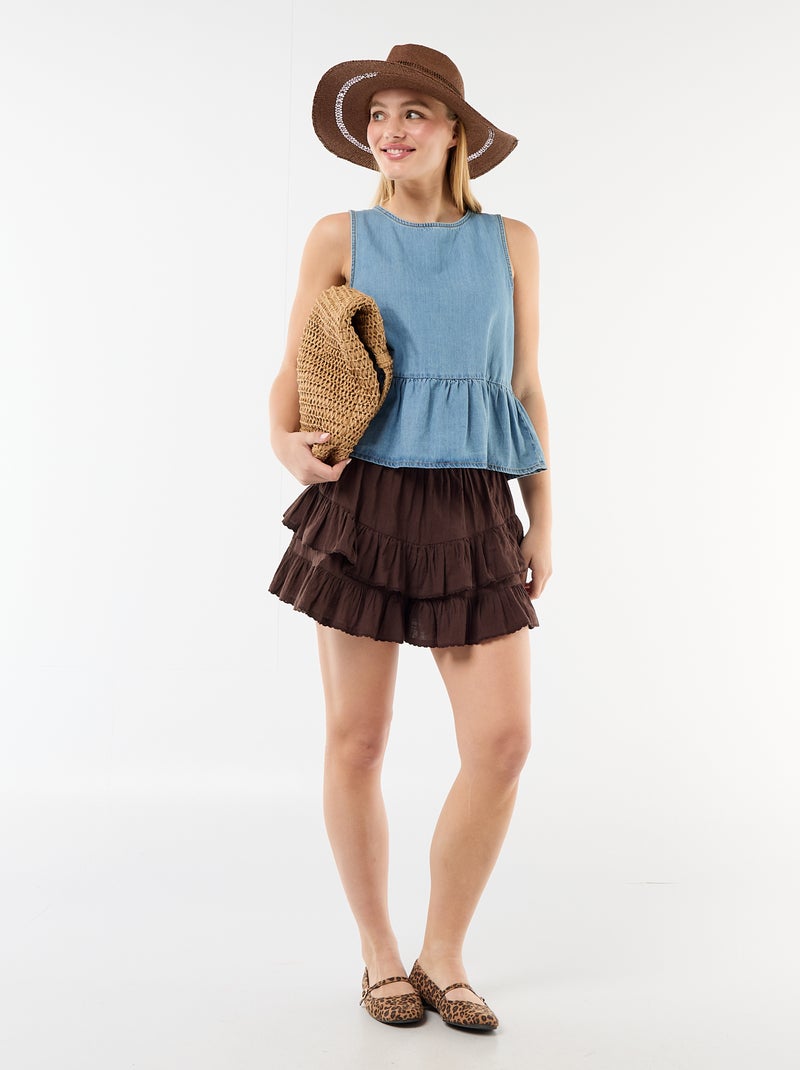 Gelaagde rok met volants Bruin - Kiabi