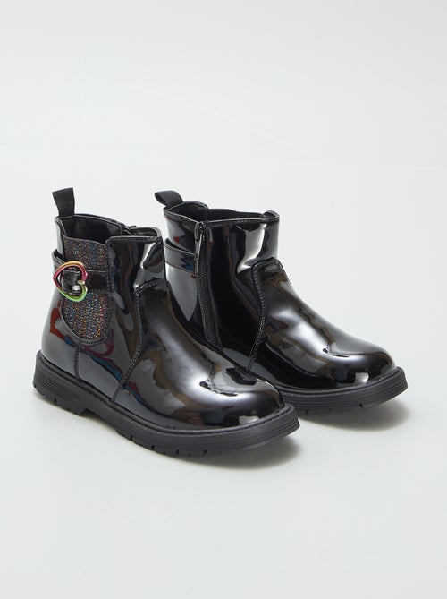 Gelakte chelsea-boots met glitterdetails - Kiabi