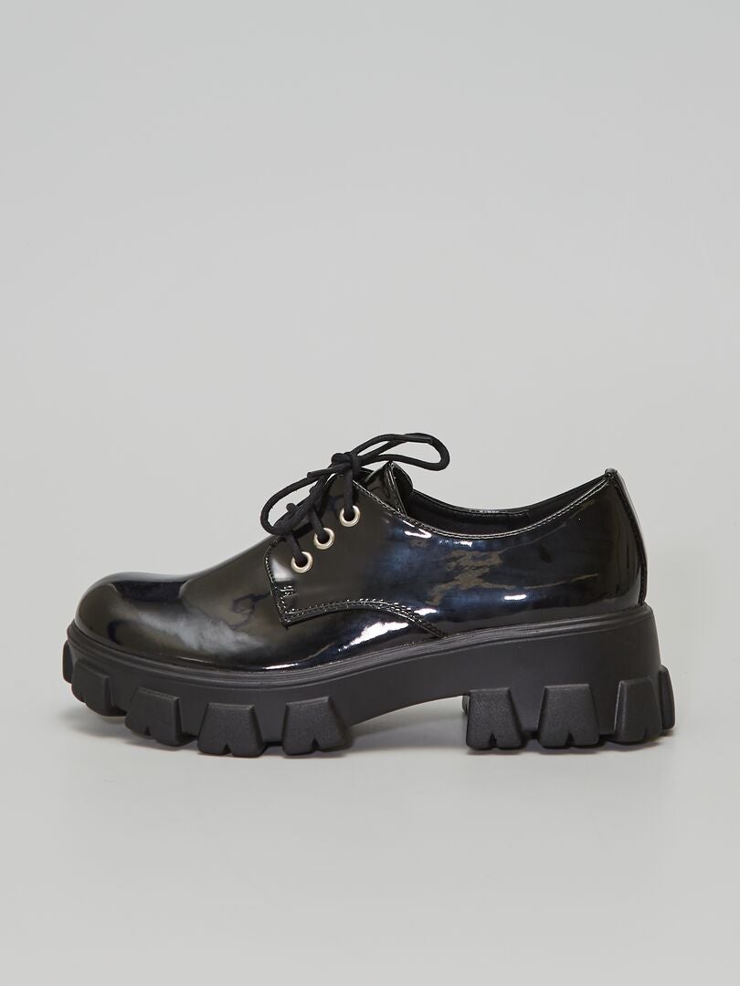 Gelakte loafers met dikke zool - ZWART - Kiabi - 28.00€