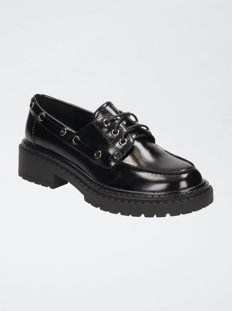 Gelakte loafers met profielzool Zwart - Kiabi