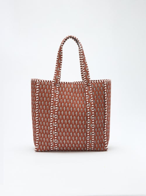 Gematelasseerde shopper met Indiaas motief - Kiabi