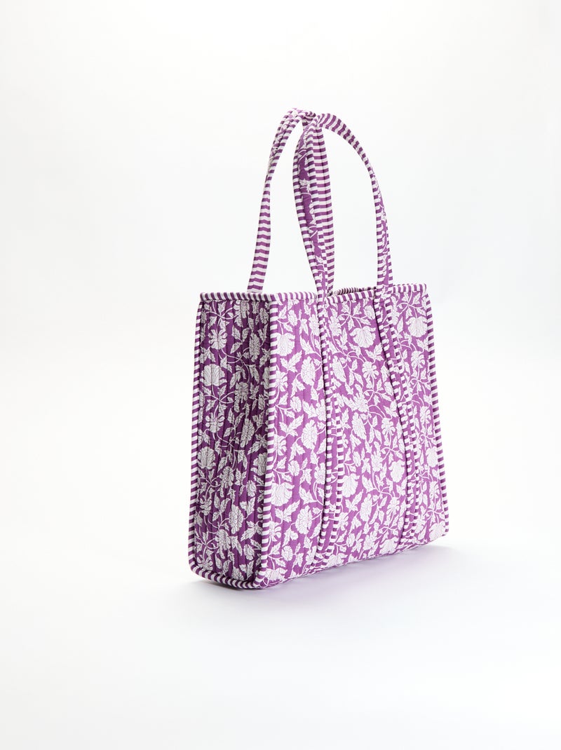 Gematelasseerde shopper met Indiaas motief Paars - Kiabi