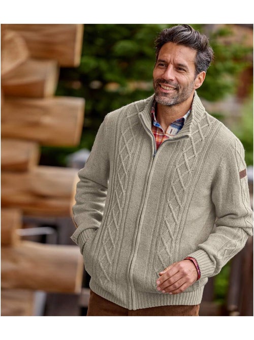 Gemêleerd tricot vest met kabelpatroon - ATLAS FOR MEN - Kiabi