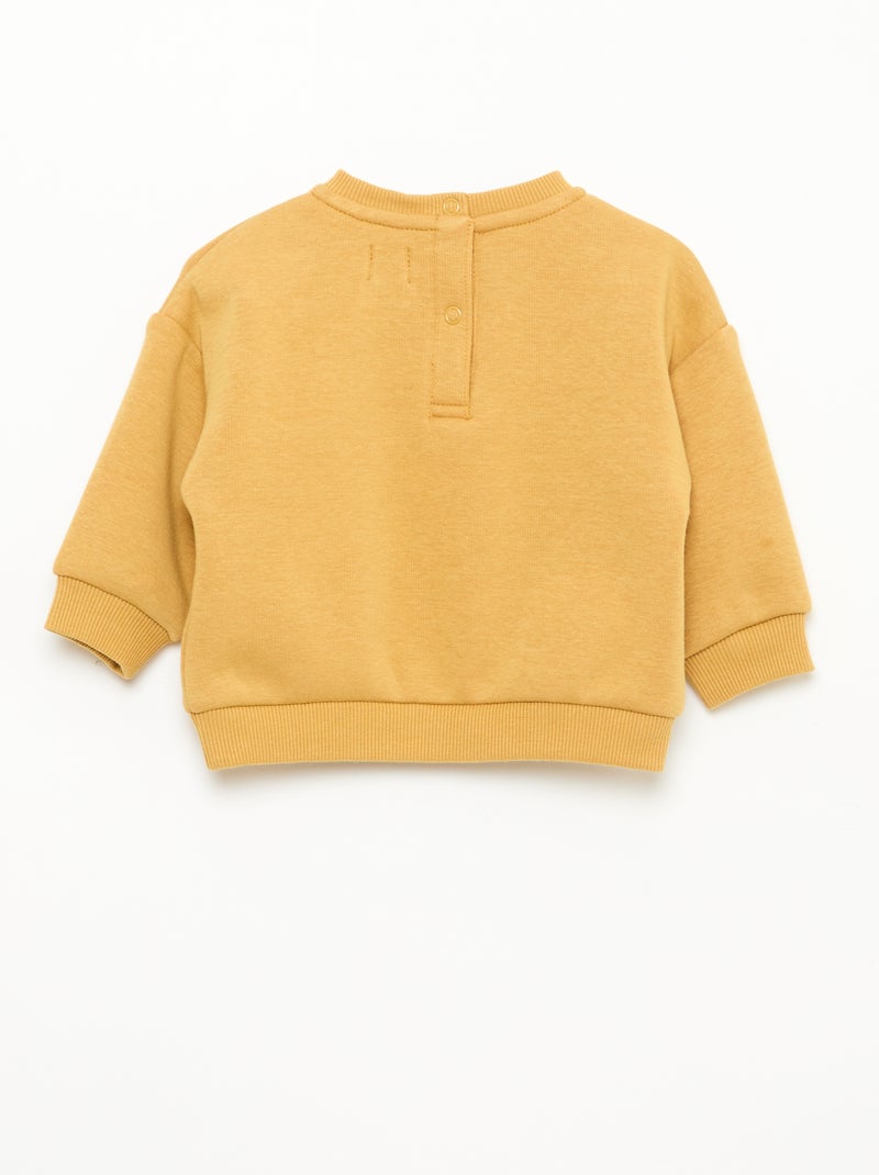 Gemêleerde sweater met zachte velours binnenkant Geel - Kiabi