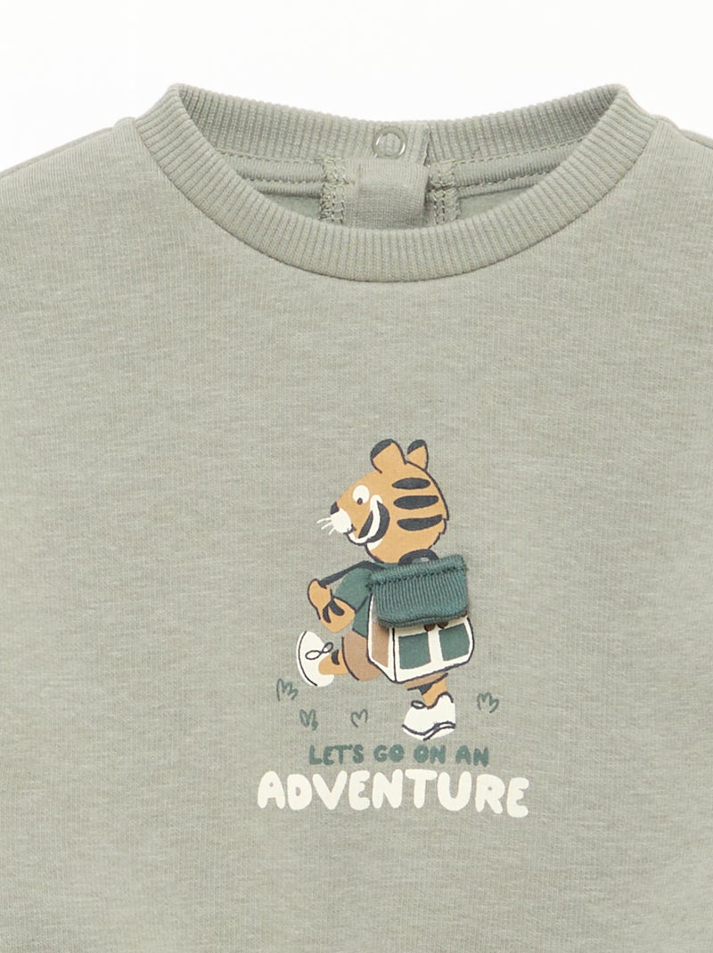 Gemêleerde sweater met zachte velours binnenkant Groen - Kiabi