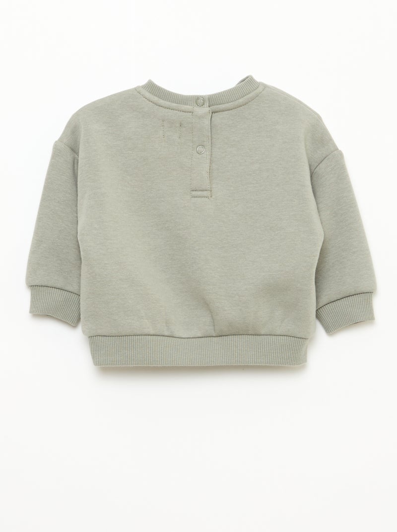 Gemêleerde sweater met zachte velours binnenkant Groen - Kiabi