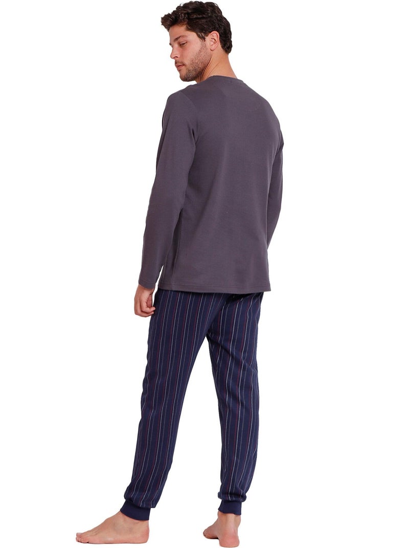 Gentlemen pyjama outfit broek top lange mouwen sclub Grijs - Kiabi