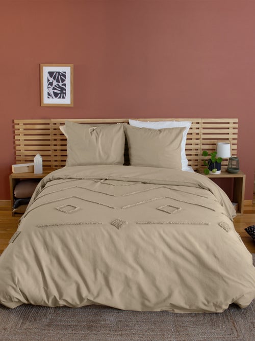 Geometrisch getuft gewassen katoenen bedlinnenset - Kiabi